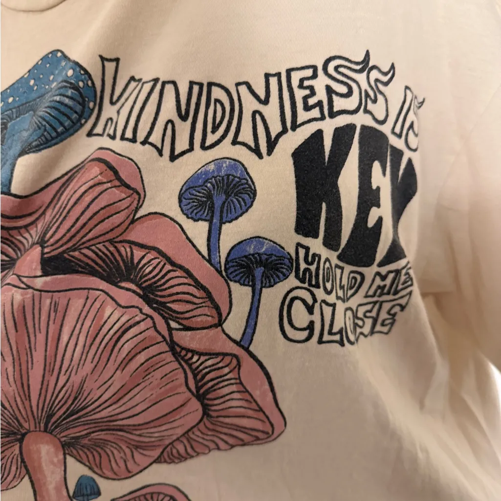 Project Social T Mushroom Graphic Tee S/M Oversized Boho Psychedelic Kindness - Image 3