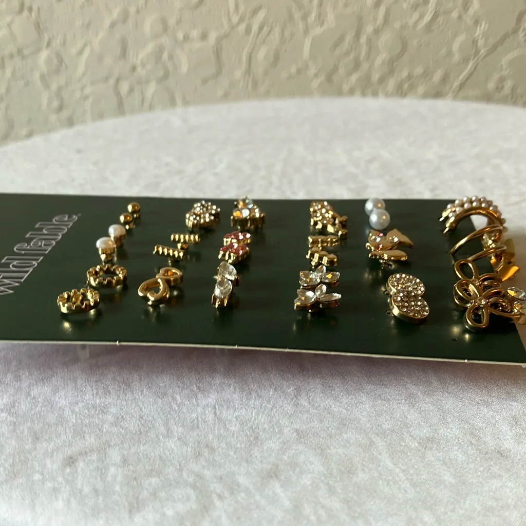 Wild Fable: Gold Tone/Faux Pearl Earring Set- 18 pairs- Nickel Free - Image 10