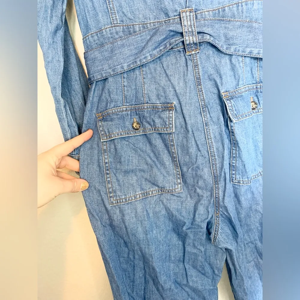 Anthropologie Pilcro and the Letterpress Denim Jumpsuit Long Sleeve Size M - Image 11