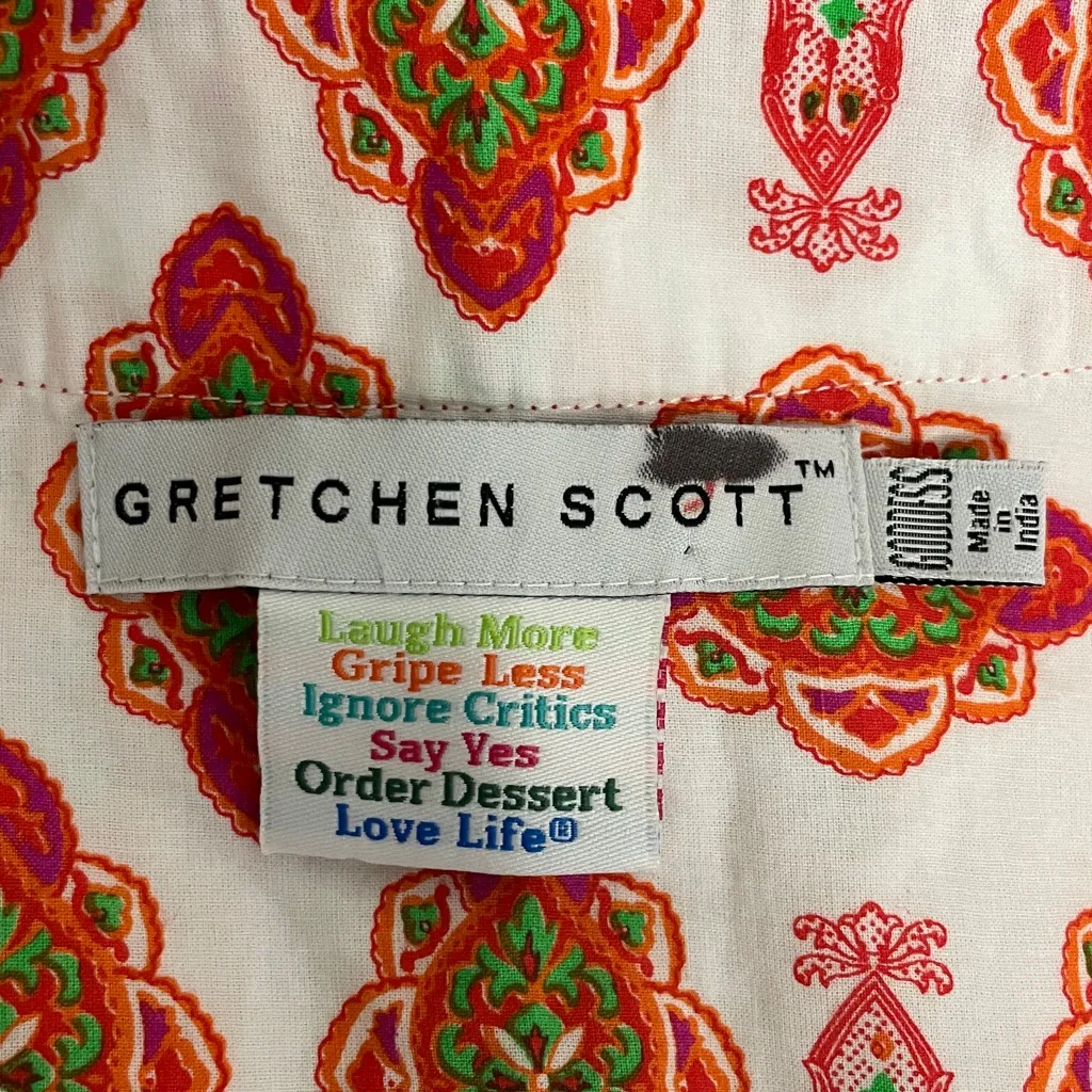 Gretchen Scott Tunic Top 3/4 Sleeve Sz XXL 2XL Goddess Orange Pink Beach - Image 6