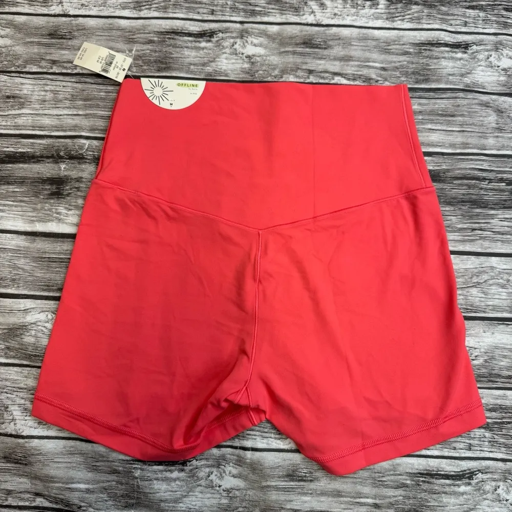 Aerie Offline by  Women's Real Me Xtra Shortie Workout Shorts M Med Medium Coral - Image 2