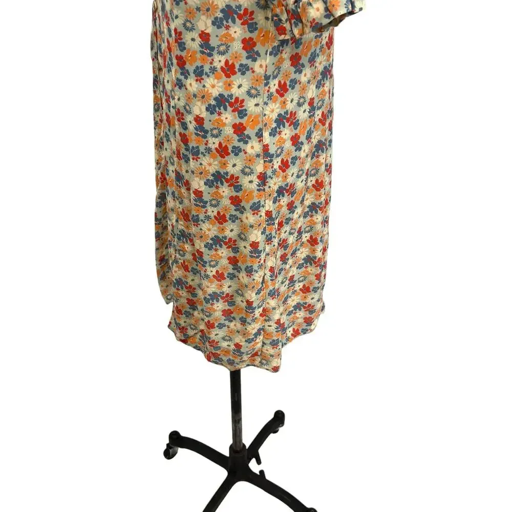 Nobody’s Child Button Front Mini Dress Floral Print Cream Blue Orange Size US 10 - Image 8