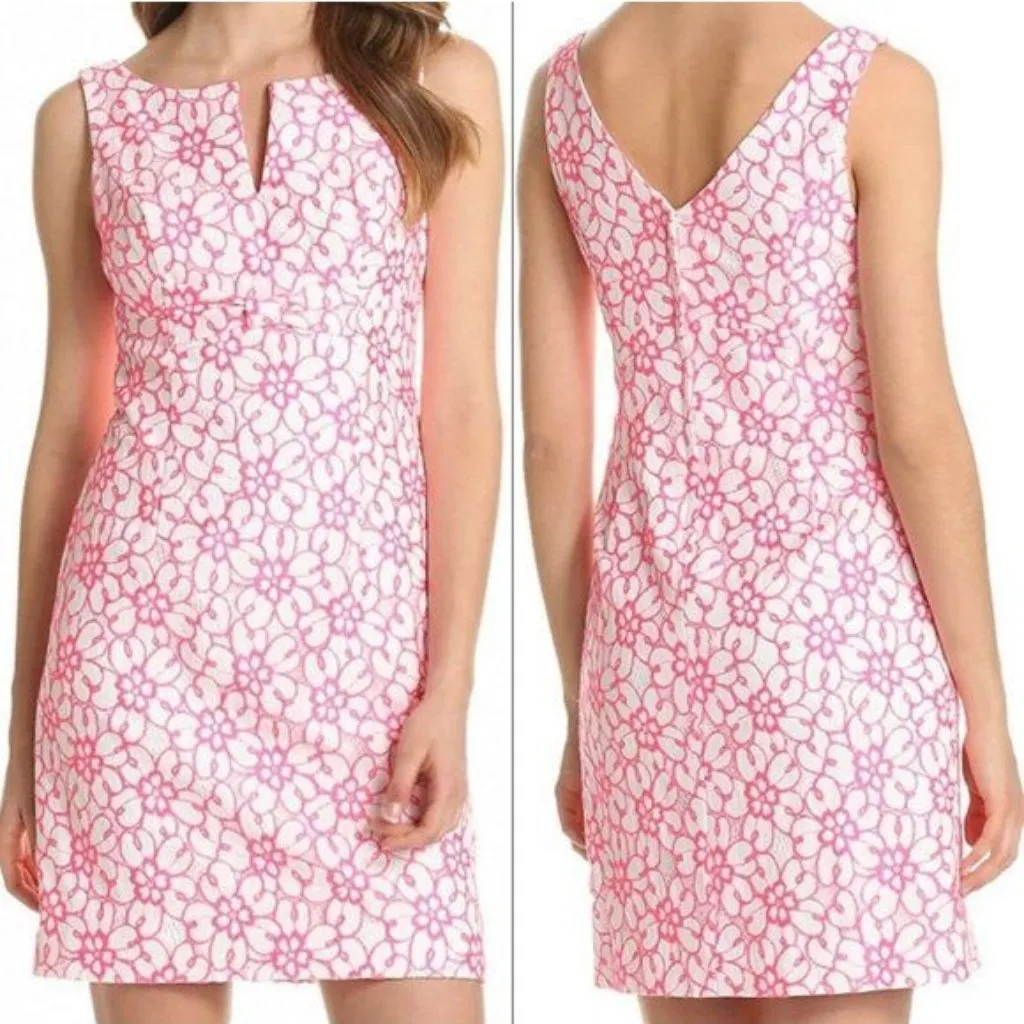 Lilly Pulitzer Daena Fiesta Pink White Floral Lined Mini Dress 4 - Image 2