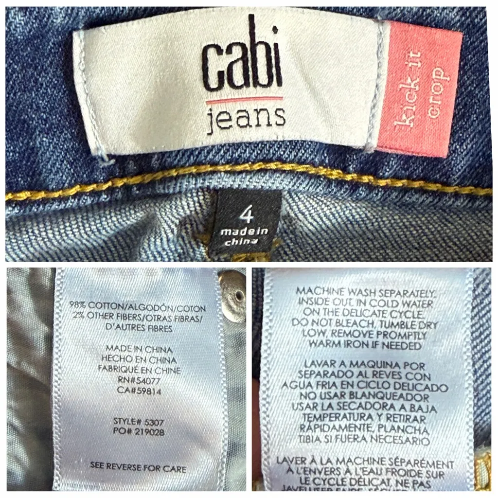 Cabi Kick It Crop Jeans Mid Rise Medium Wash Frayed Hem #5307 Women’s Size 4 - Image 7