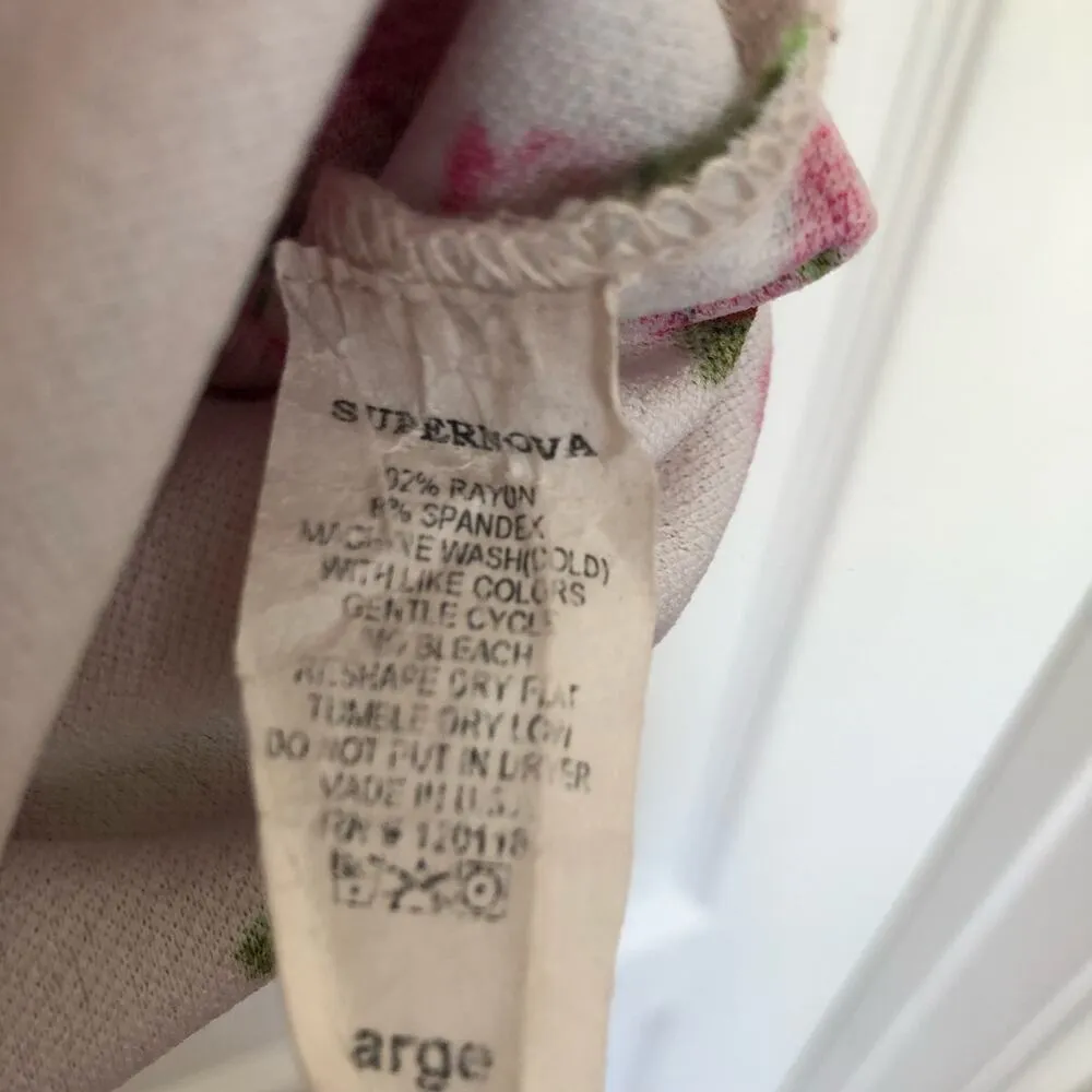 Super Nova Women's Skirts Pencil Straight Floral Off White Red Size Large White - Image 8