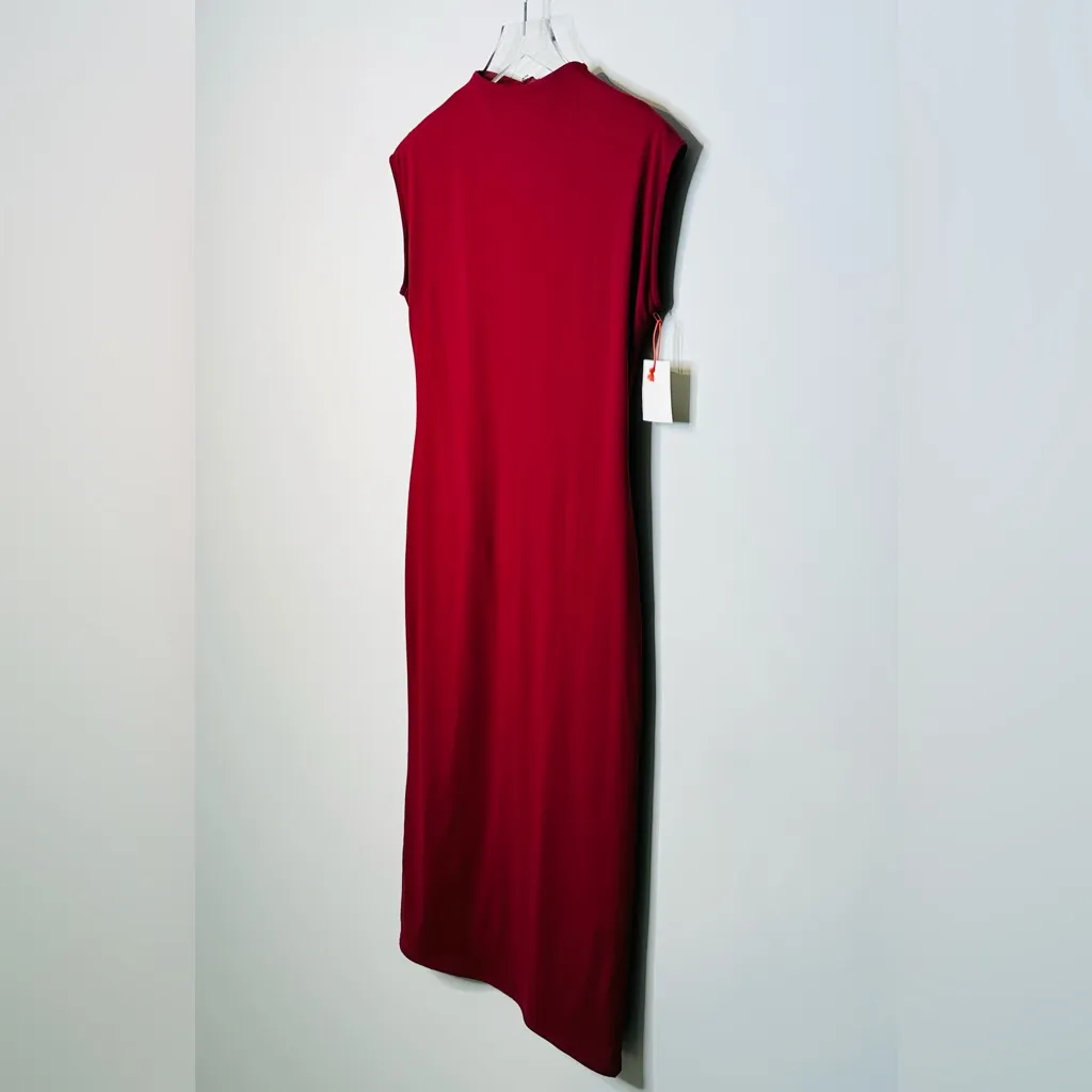 Open Edit Smooth Edit Funnel Neck Burgundy Wine Red Midi Dress Size M NWT - Image 6