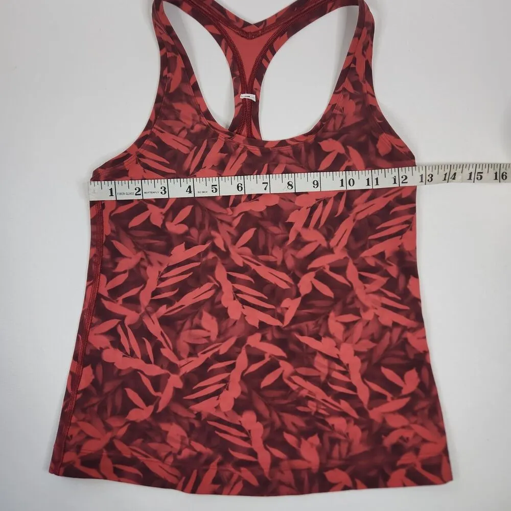 READ Lululemon Cool Racerback Tank Top Nulu Spray Leaf Fireside Red Multi Size 4 - Image 7