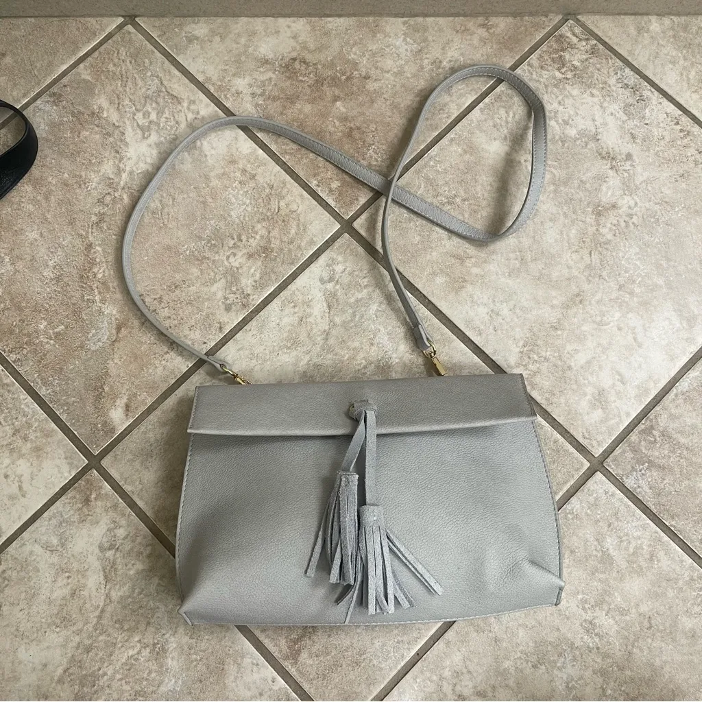 Anthropologie Faux‎ Leather Tassel Crossbody. EUC Snap Closure Purse Satchel - Image 2