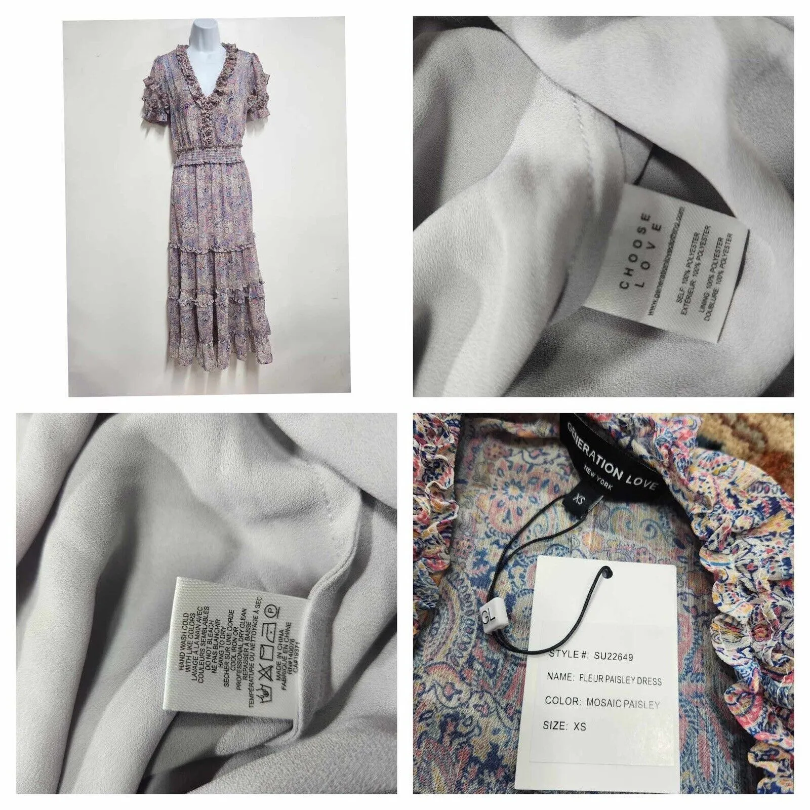 Generation Love Fleur Mosaic Maxi Dress - Mosaic Paisley Size XS. $385 B29 - Image 5