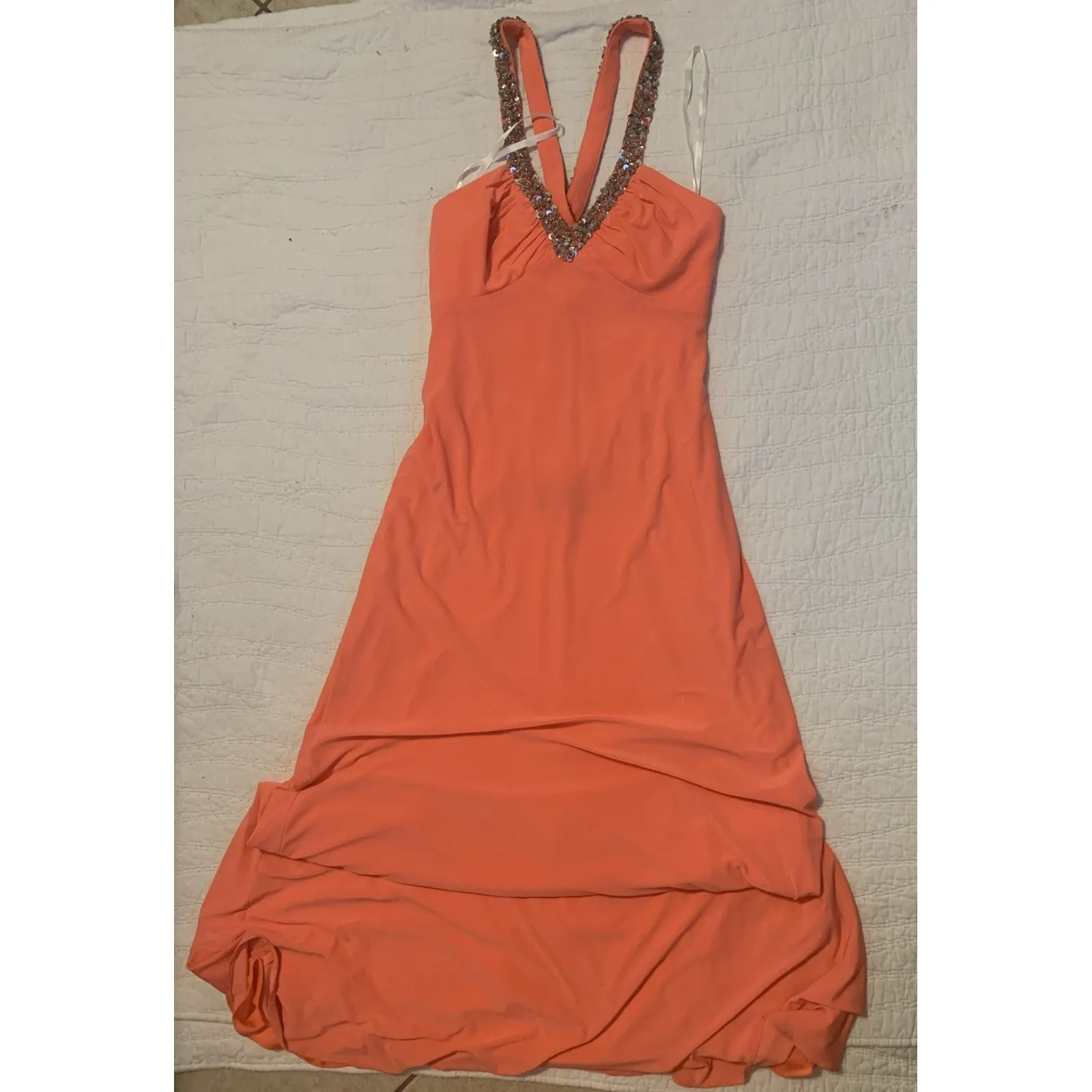 Betsy and Adam Prom Formal Gown Pageant Dress Size 4 Orange - Image 2