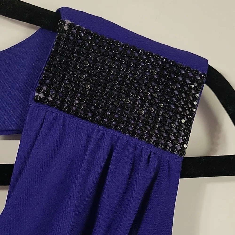 BCX Violet Sleeveless ruched mini dress Sequin Shoulder Size M - Image 7