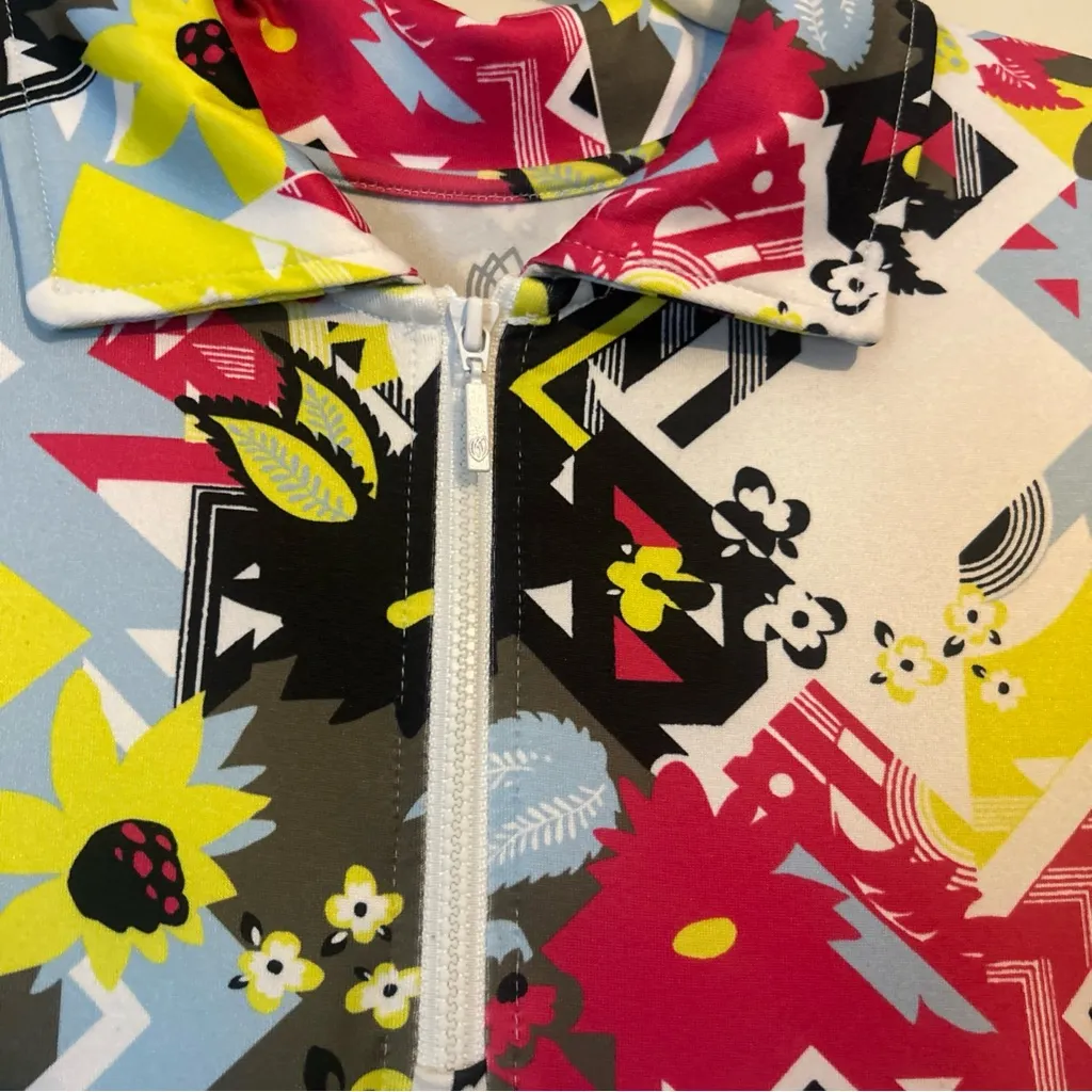 GGBlue Luxe Sport Women’s Multi Print Golf Athletic Dress 1/4 Zip Sz Large Yellow - Image 4