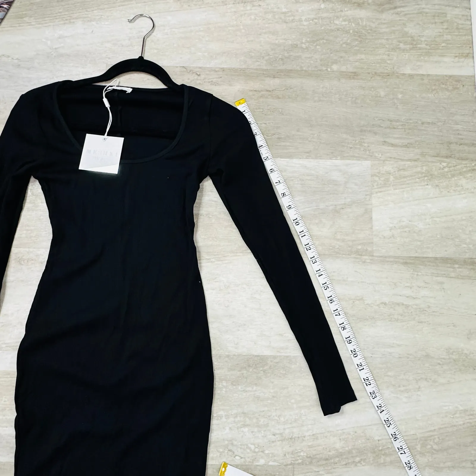 NEW Meshki Sierra Scoop Neck Long Sleeve Midi Dress Ribbed Black Size Small - Image 14