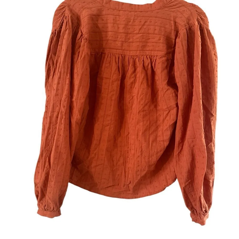 Garance size small orange pears, Friend, long sleeve button up blouse - Image 4