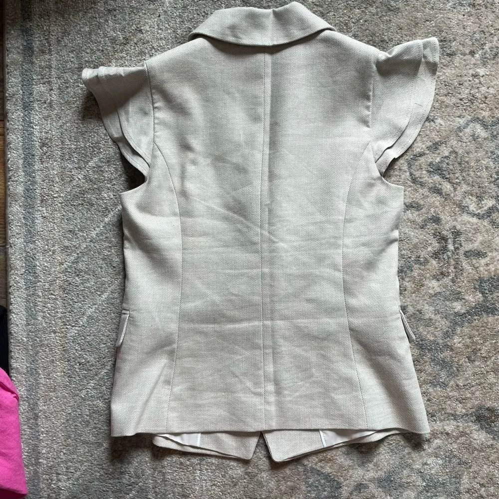 White House Black Market Ruffle Cap Sleeve Double Breasted Waist Coat Vest - Image 10