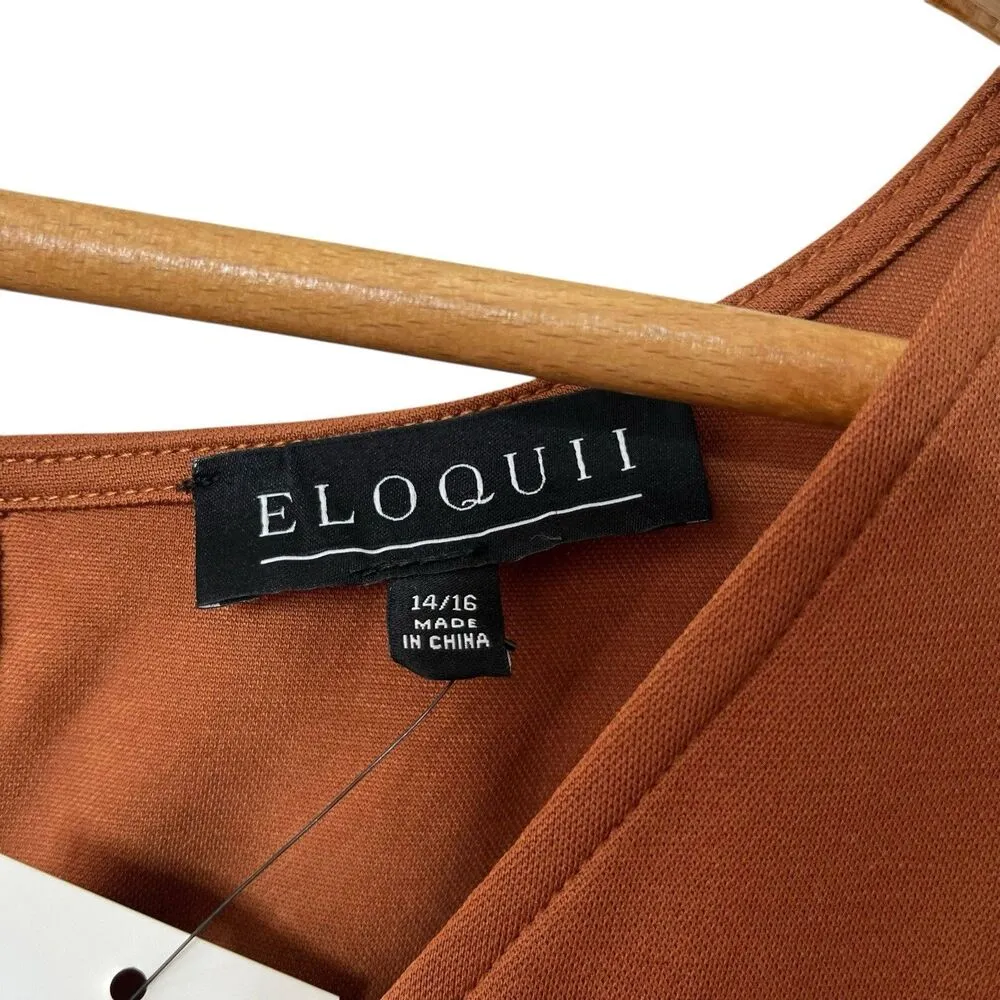 ELOQUII NWT Rust Brown Wide Leg Jumpsuit Women’s Size 14/16 Dressy Evening - Image 12