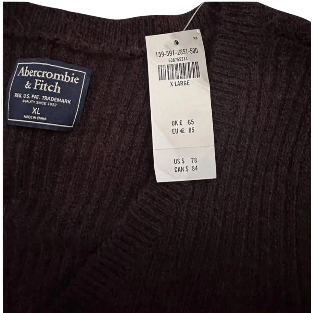 Abercrombie & Fitch Button Front Maxi Ribbed Sweater Dress Brown Size XL - Image 4