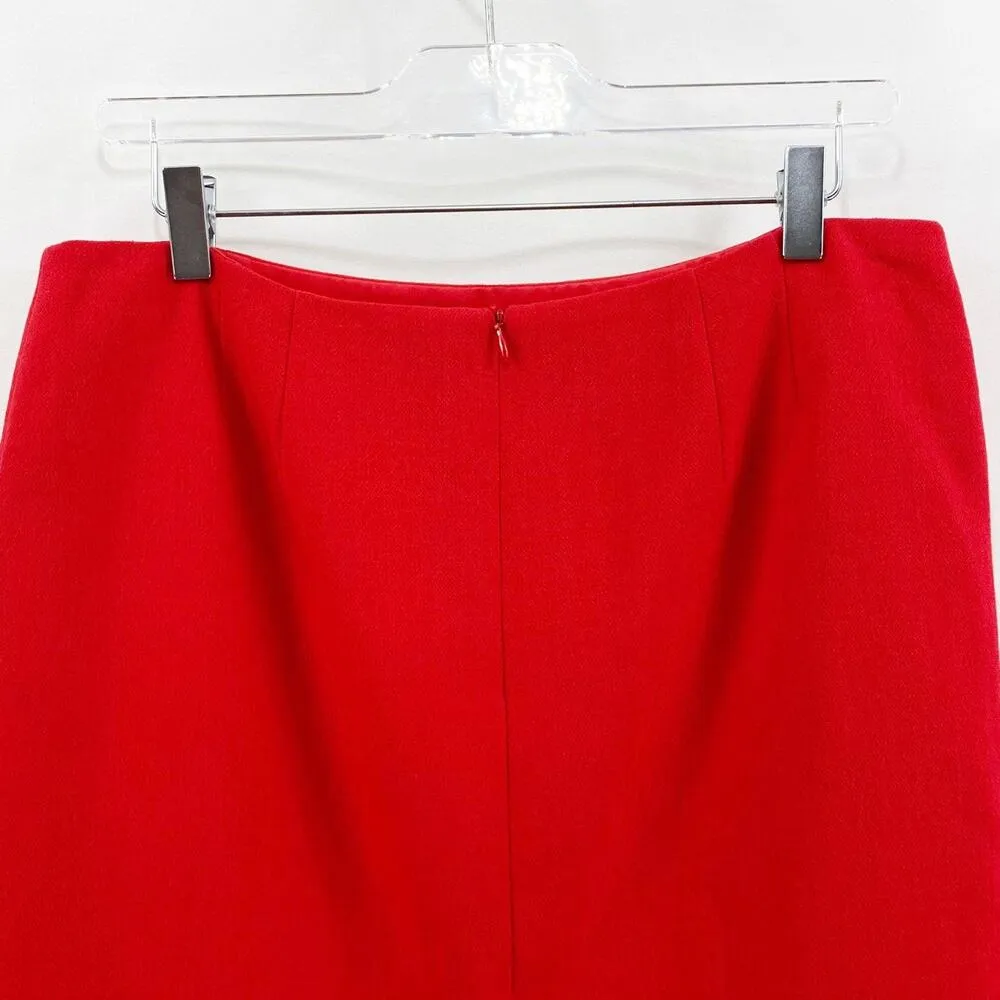 ESCADA Y2K 00s Red 100% Wool Knee Length Pencil Skirt Size 10 - Image 7