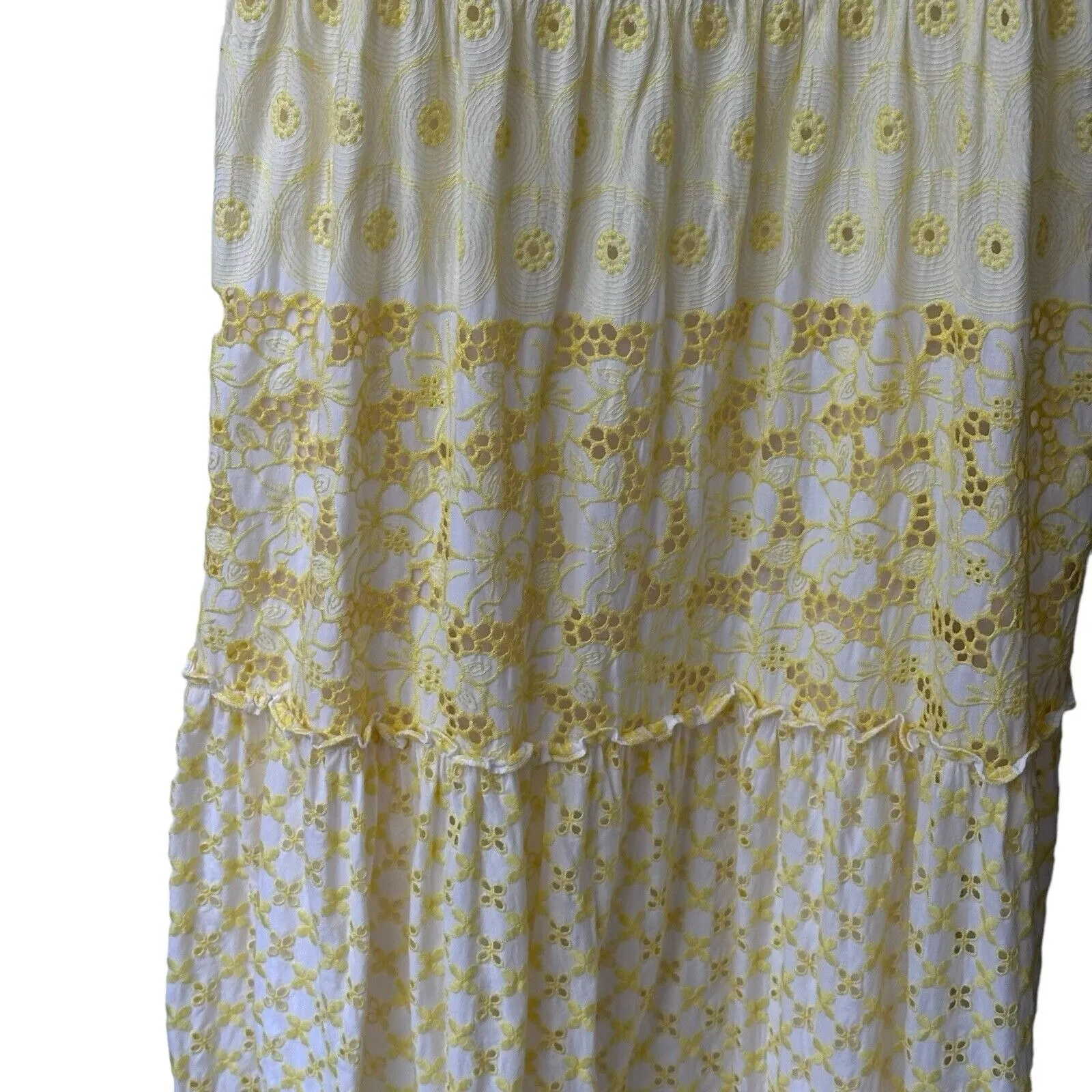 Lilly Pulitzer Kyla Maxi Dress Size 16 St. Tropez Yellow Garden Gate Eyelet‎ - Image 3
