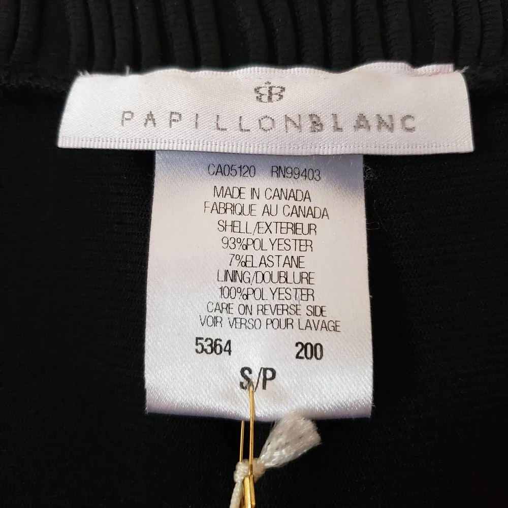 New Papillon Blanc 3/4 Sleeve Textured Wave Little Black Dress Size Small - Image 5