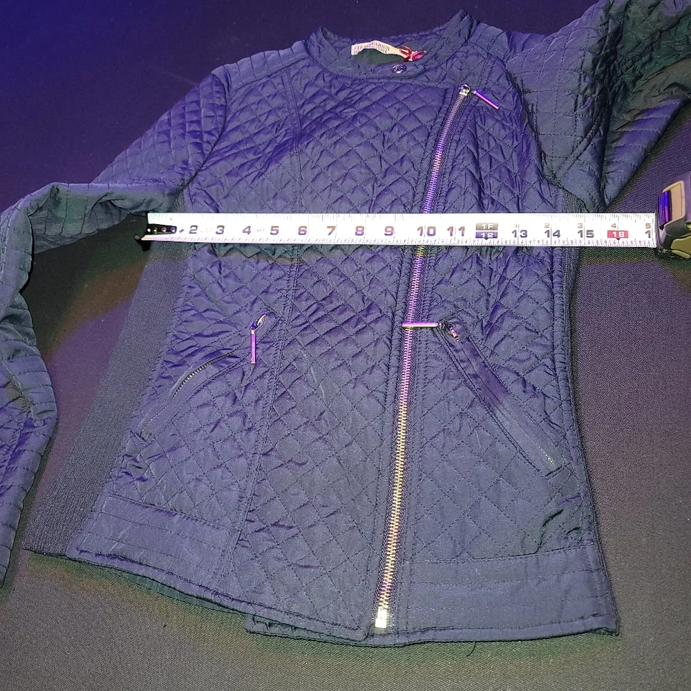 Stradivarius Navy Coat Full Zip Size Small - Image 11