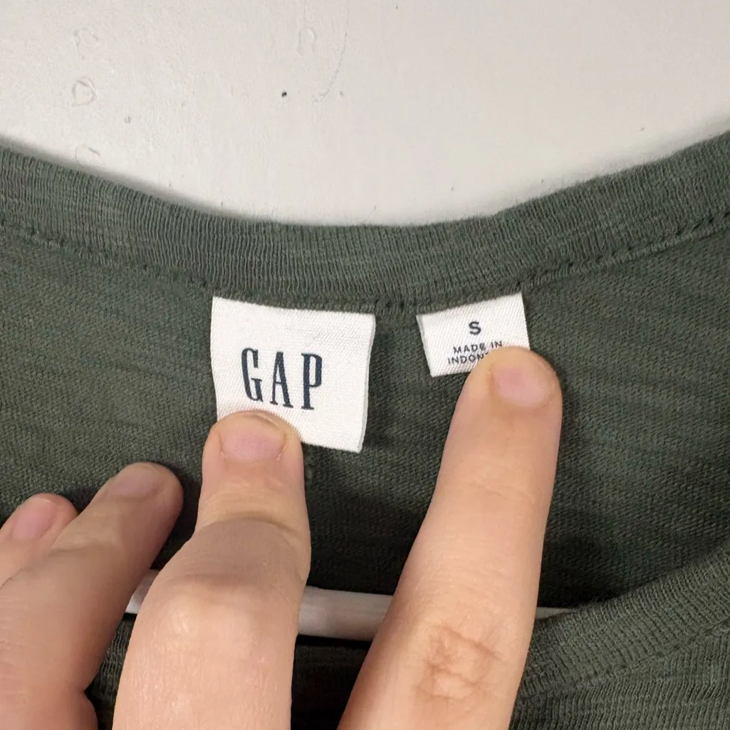 GAP Olive Green Pocket Small Cotton Jersey Tshirt Dress Casual Basic Everyday - Image 2