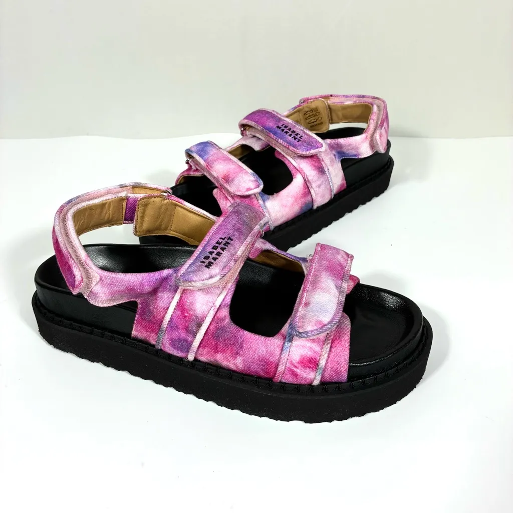 Isabel Marant Madee Platform Sandal Mulberry Tie Dye 41 10 NEW Flat - Image 13