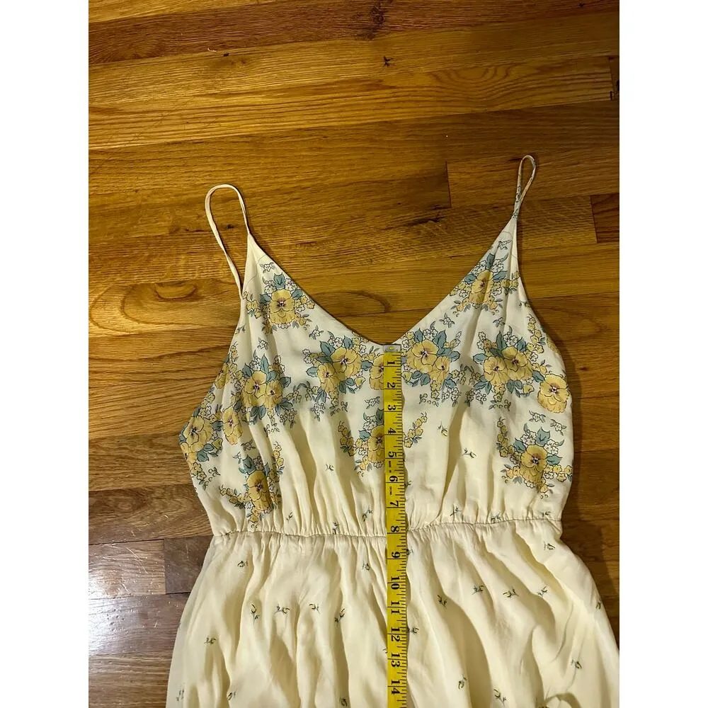Urban Outfitters Yellow Floral Handkerchief Spaghetti Strap Midi Dress Large - Image 6