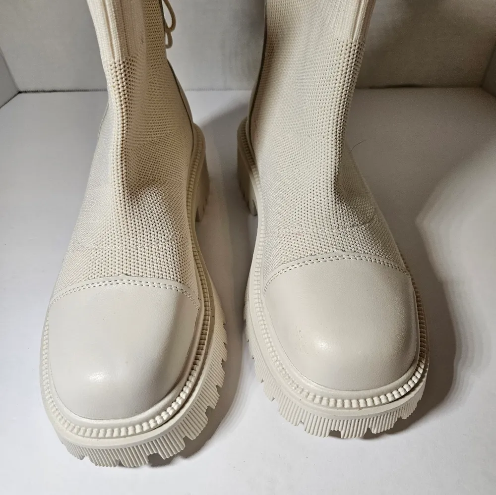 Slip on knit unbranded boot beige Tan Size 6 - Image 4