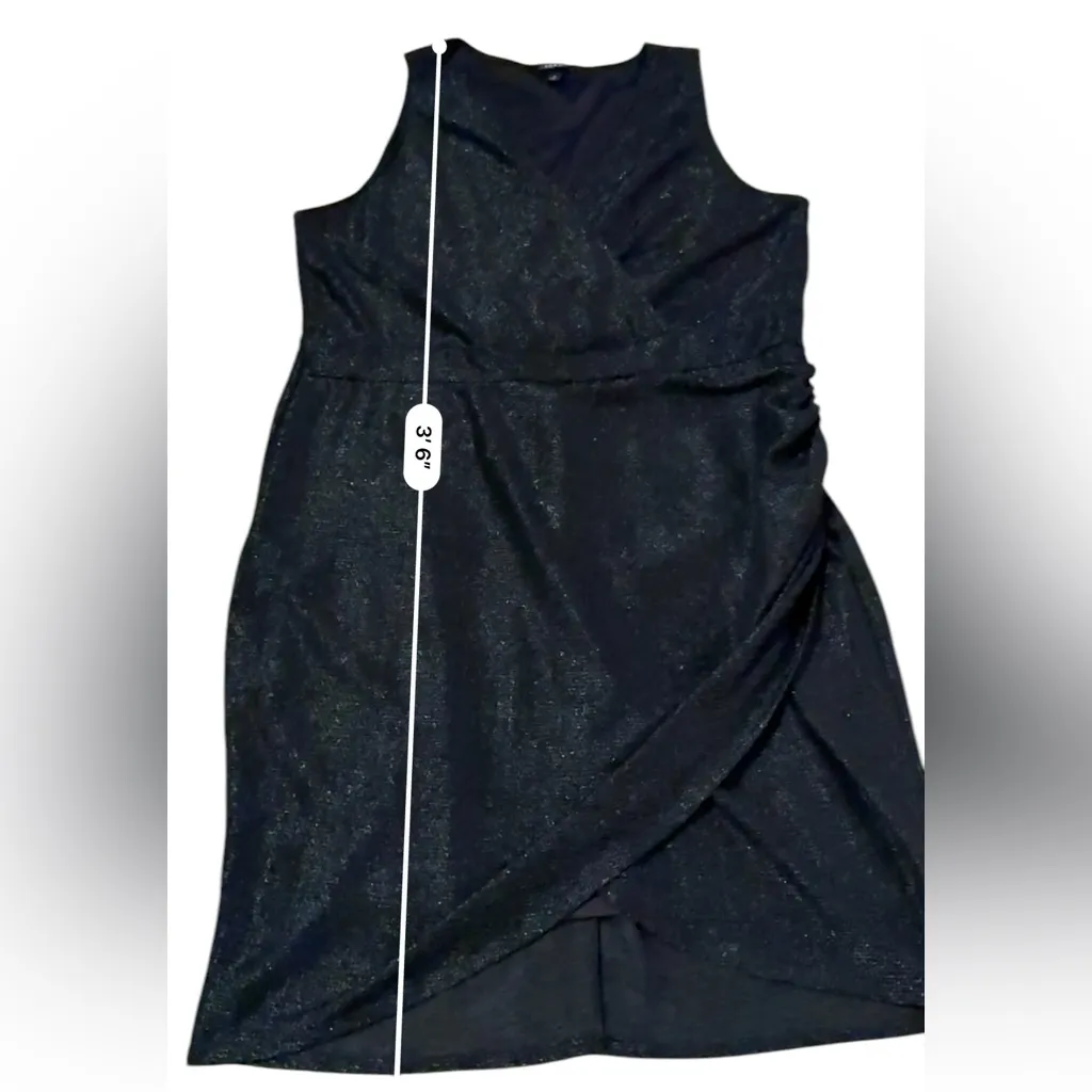 Torrid Black‎ Metallic Mini Foil Surplice Sleeveless Tulip Dress Sz 2X Plus - Image 13