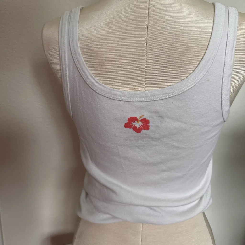 Vintage hondua wahine Hawaii Womens Tank Top Shirt Small White - Image 3