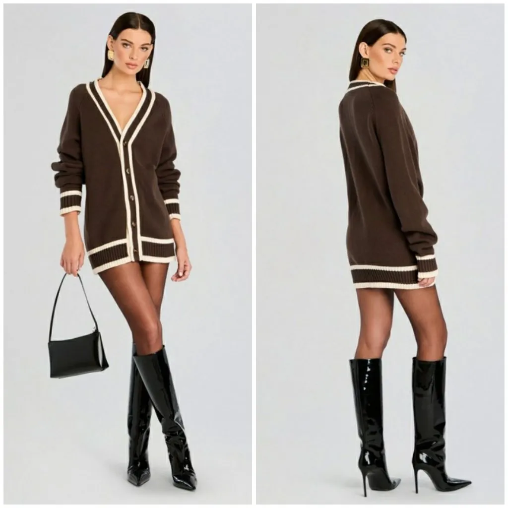 💕RETROFETE💕 SEROYA Aiden Knit Cardigan ~ Ash Brown Large L NWT - Image 2