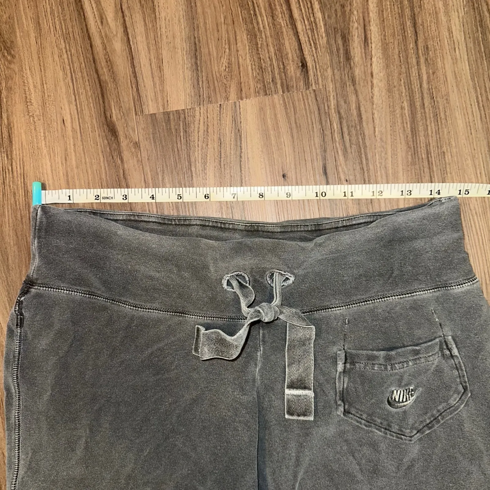 Nike Vintage Wash‎ Sweat Shorts Lounge Activewear Drawstring Pocket Gray S - Image 8