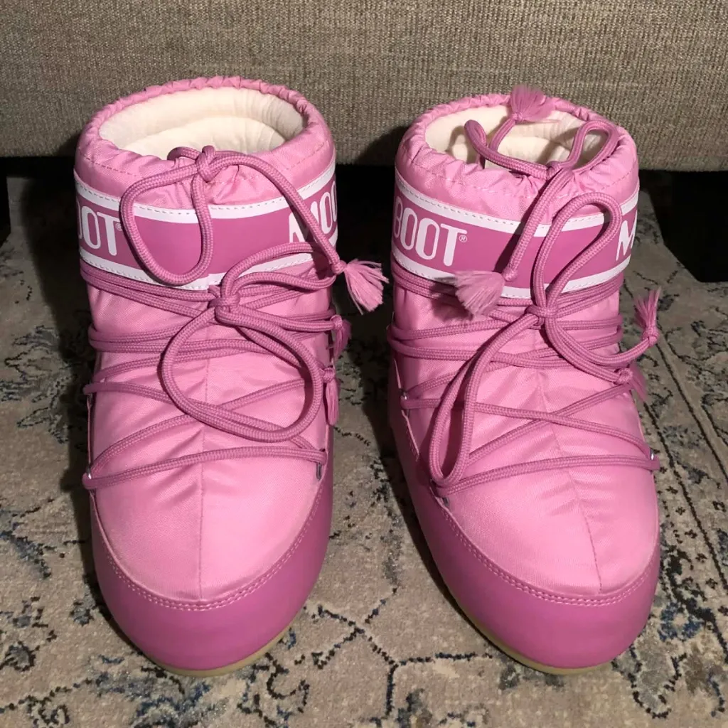 Moon Boot Icon Low Pink Nylon Boots Size 7 - Image 9