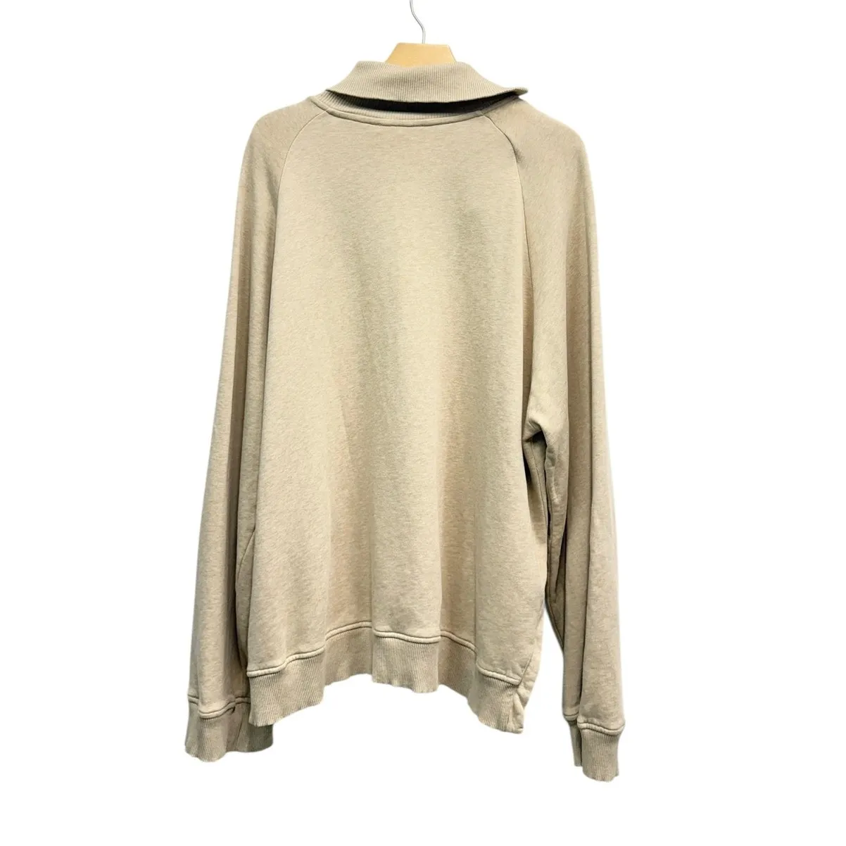 CLOSED Zip Collar Oversized Cotton Pullover Sweatshirt in Shetland Small Tan - Image 5
