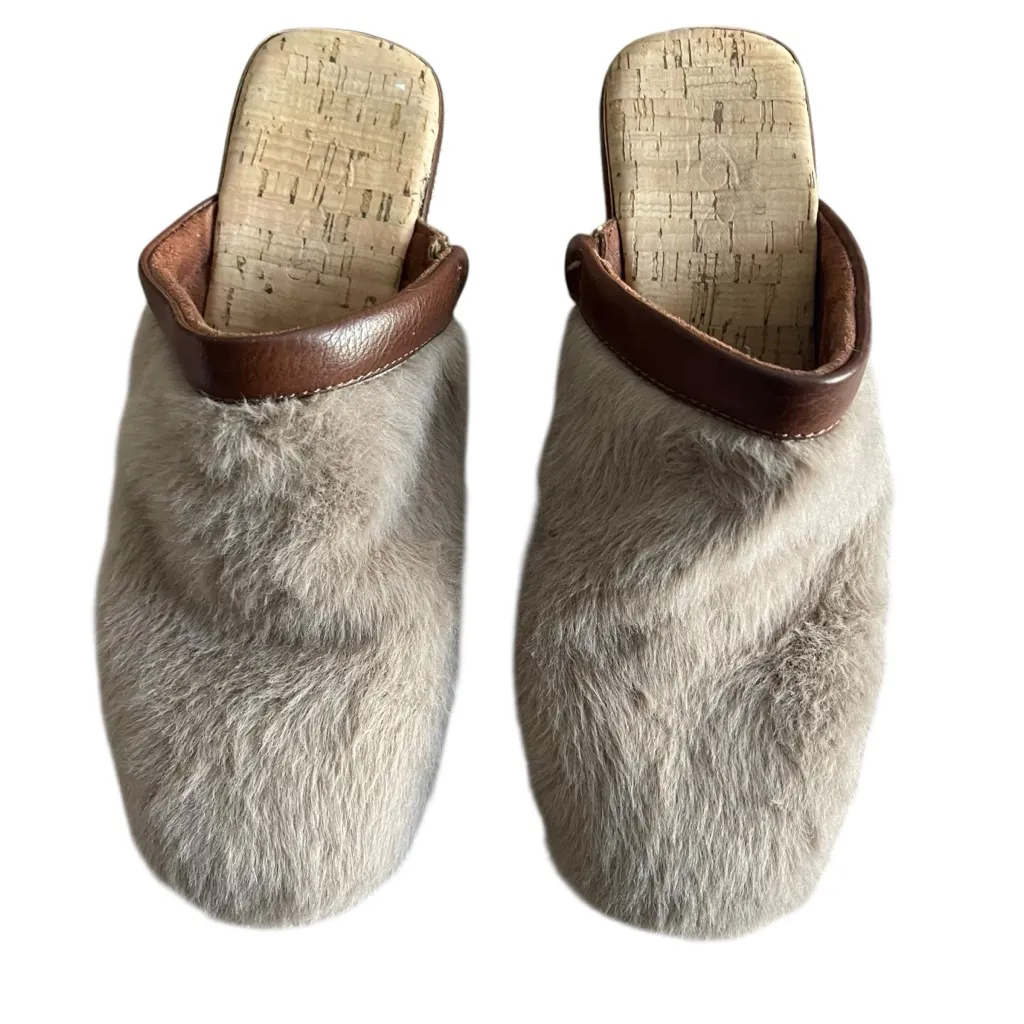 Korks Women's Lori Faux Fur Slip On Mule Clogs Tan Size 6 - Image 3