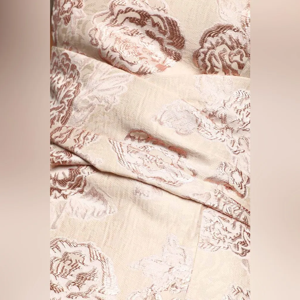 NWT Lulus Redefine Regal Pale Pink Floral Jacquard Strapless Maxi Dress Womens L - Image 6