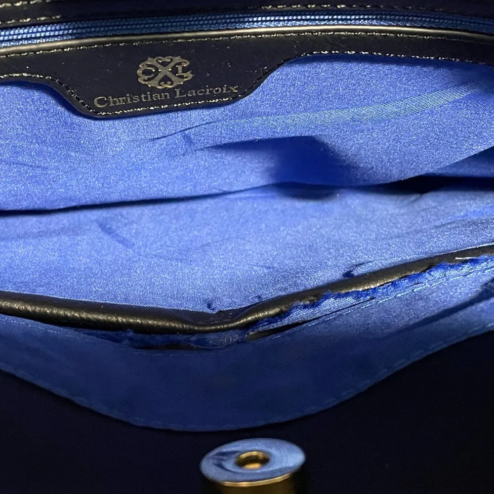 Christian Lacroix Vintage Leather Tote Bag Red/White/Blue/Black Flawed - Image 6