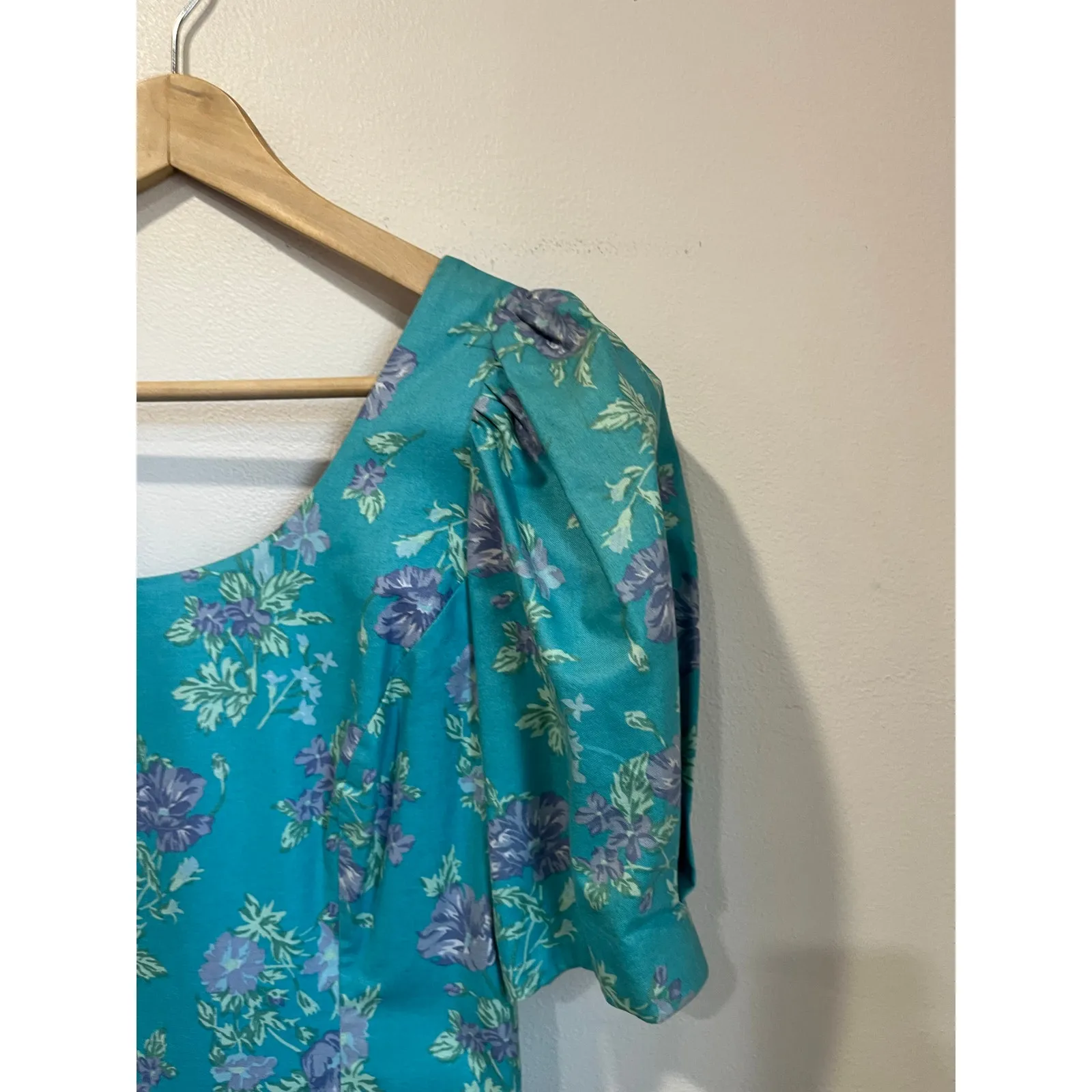 Laura Ashley Vintage 80s Cottagecore Puff Sleeve Prairie Midi Dress Size 10 - Image 9