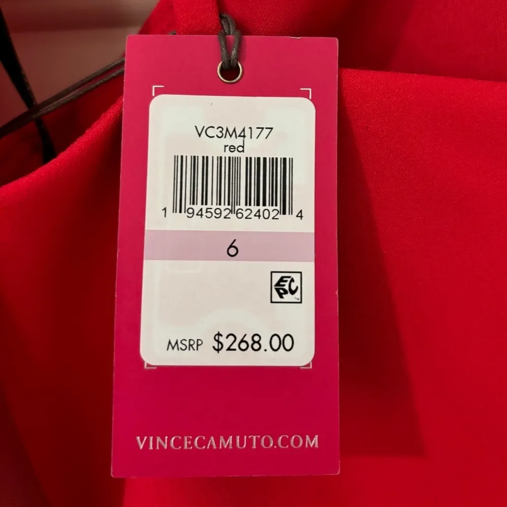 NWT Red Vince Camuto Scarf Neck Halter Gown Size 6 - Image 6