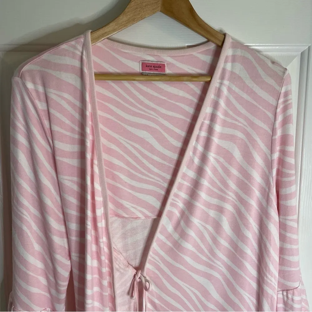 Kate Spade baby petal Pink Zebra Striped Robe Intimates Sleepwear Size XS/S - Image 6