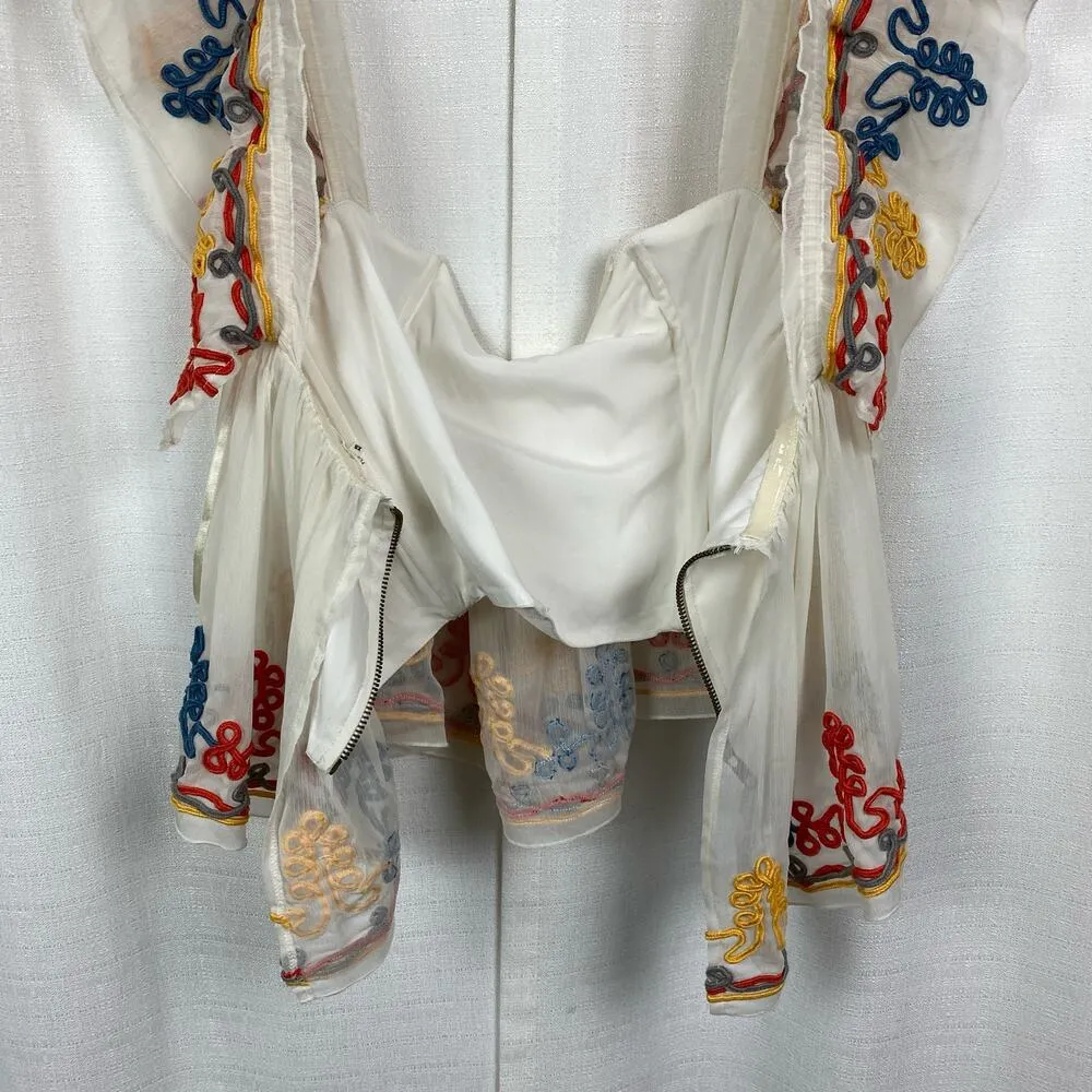 Tularosa Cream Embroidered Chiffon Top Sz.XS - Image 9