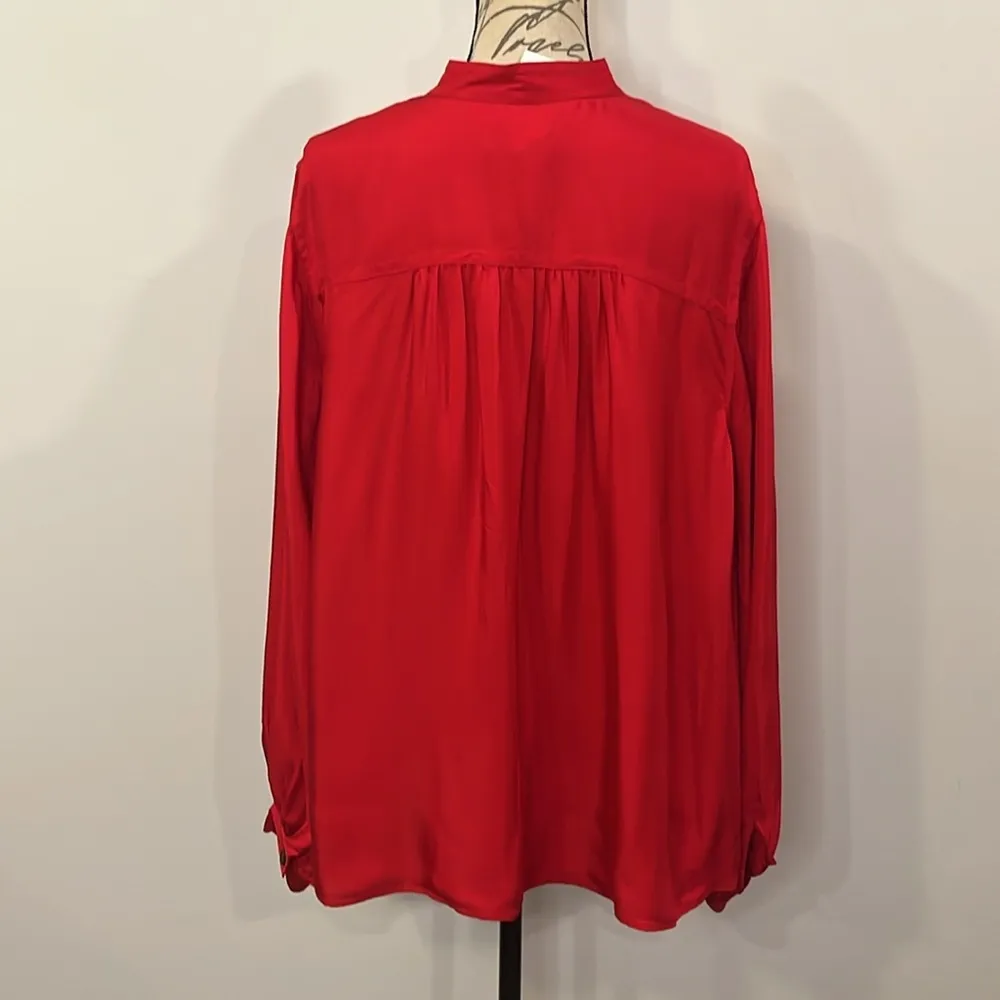 NWT Banana Republic satin button front gathered bishop sleeve top blouse XL - Image 2