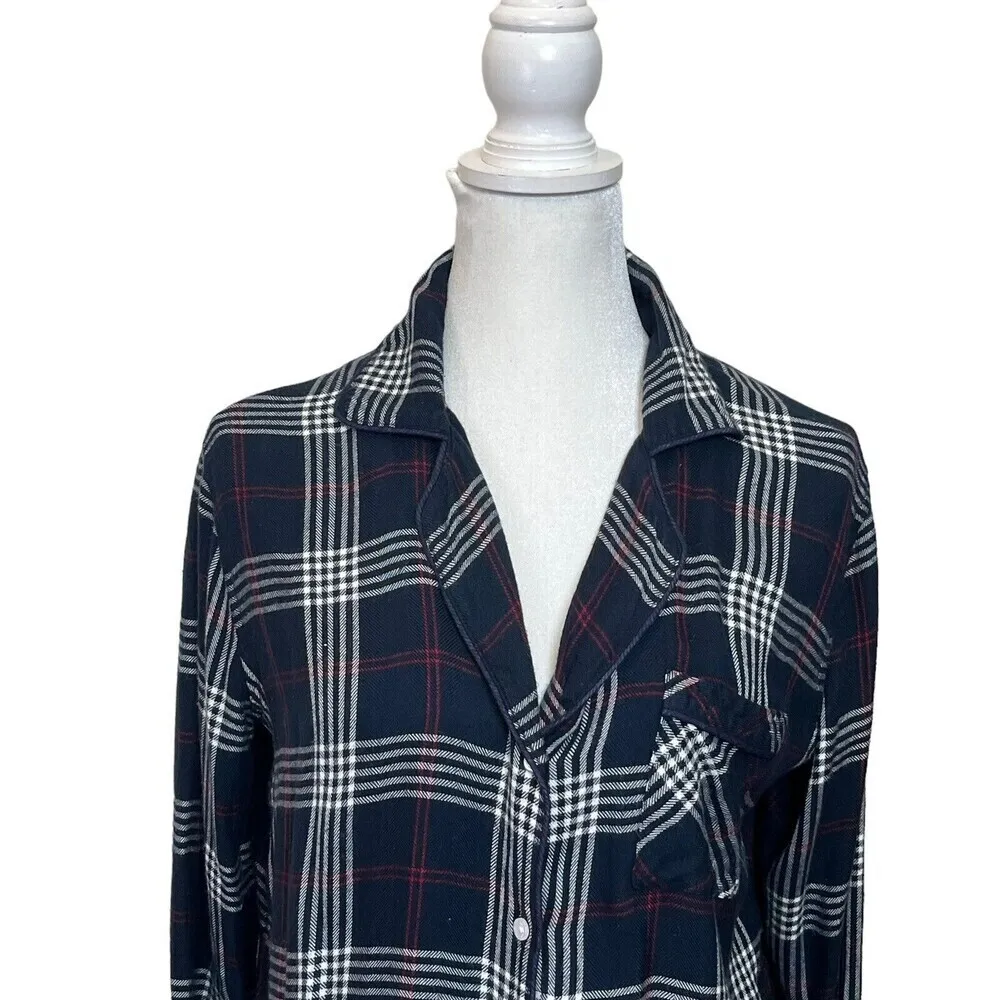 Rails Clara Plaid Pajama Top Long Sleeve Button Up Women’s Medium - Image 3