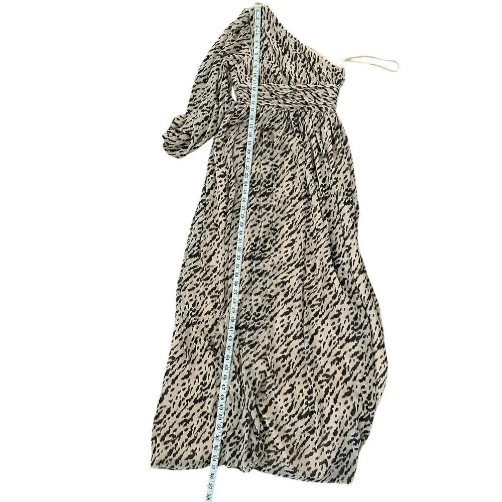 Gianni Bini Dalia Asymmetrical Neckline Chiffon Animal Print Maxi Dress size 0 - Image 5