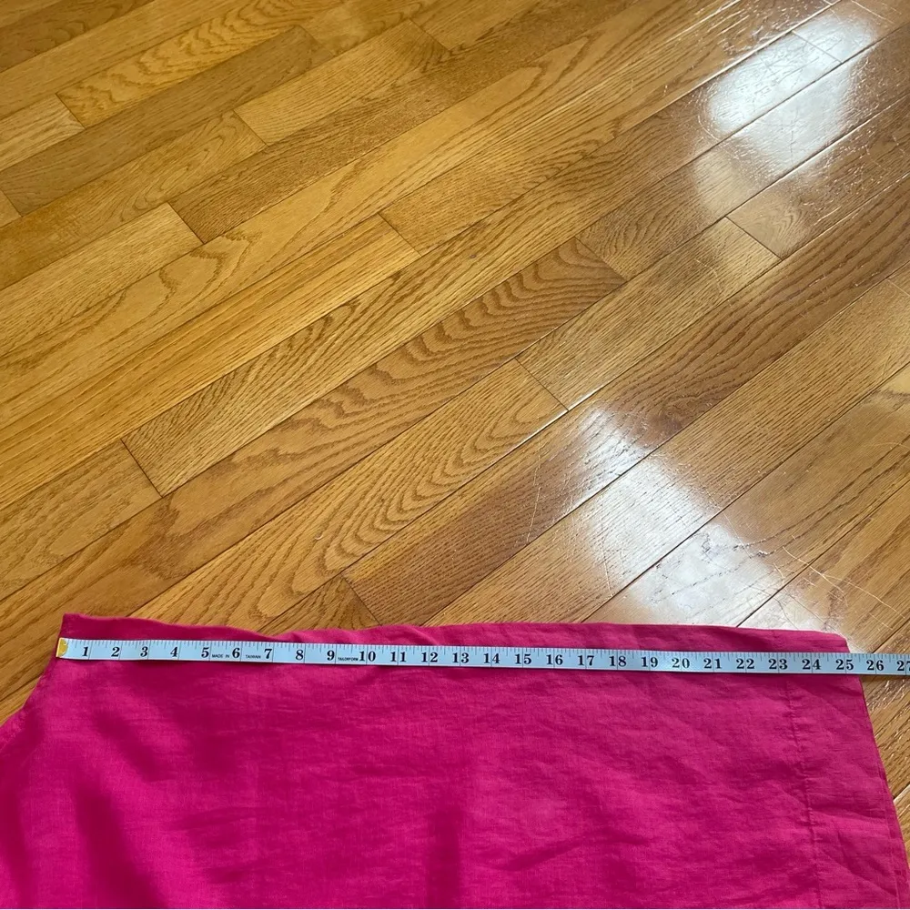 TAHARI 100% Linen pants Wide leg, high waisted, elastic waist Pink magenta Sz L - Image 12