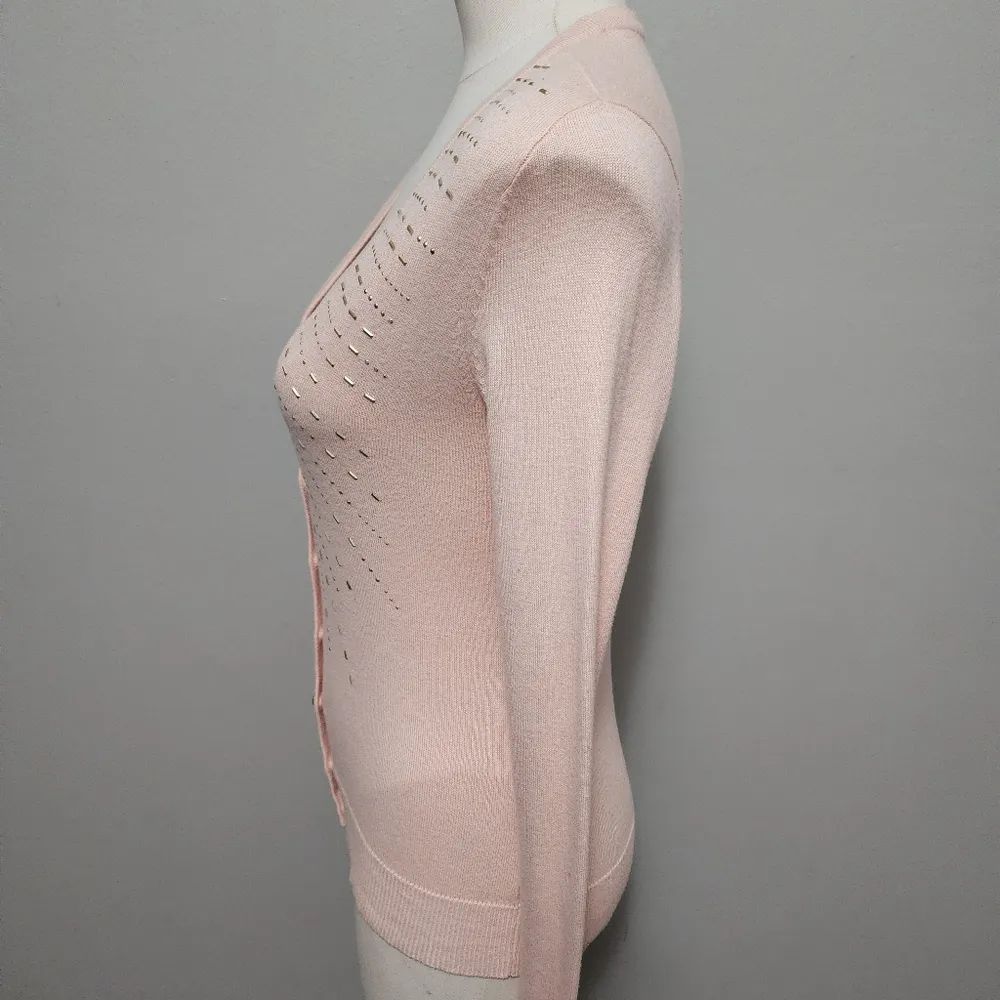 NY&CO pastel peach beaded long sleeve cardigan size xs - Image 4