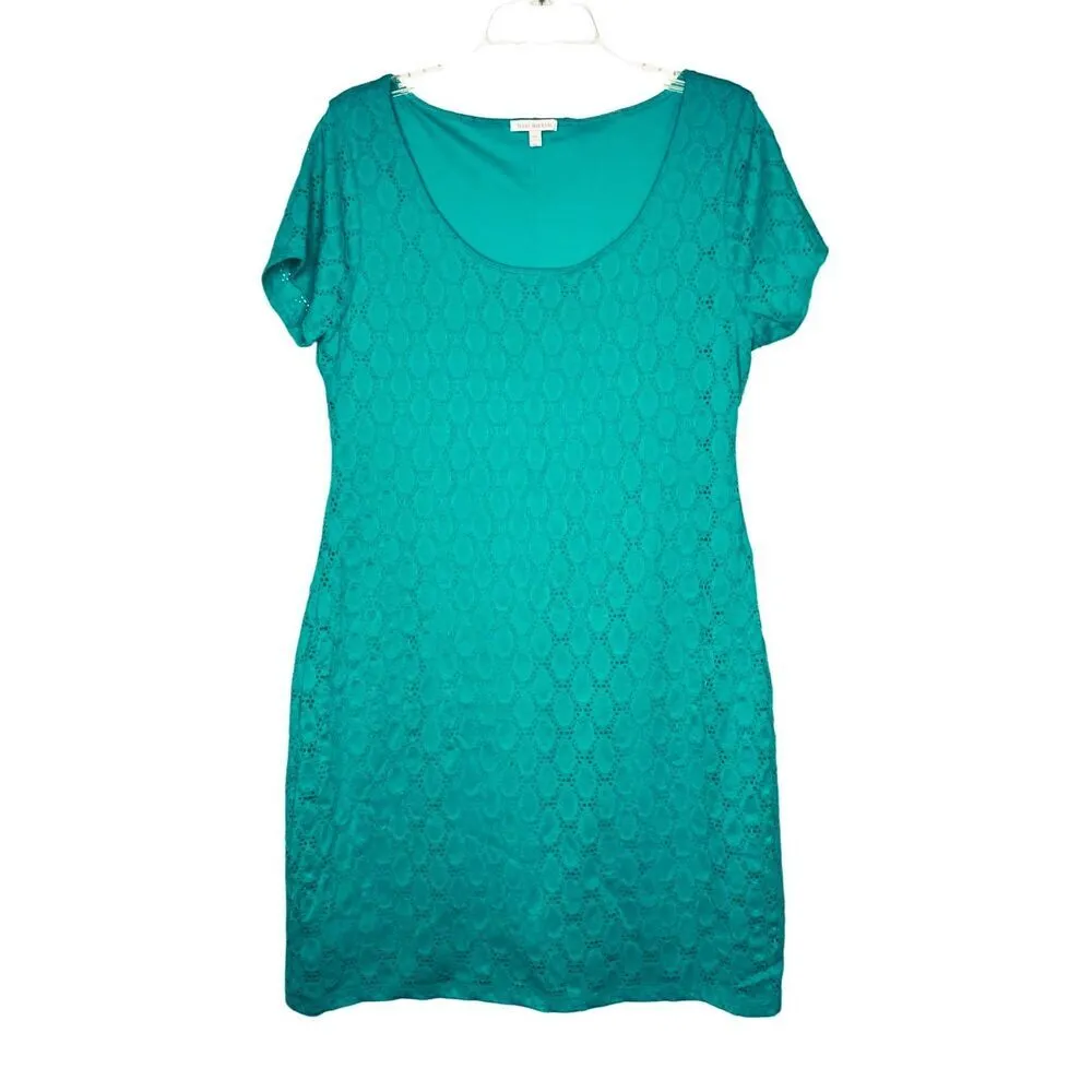 Isaac Mizrahi Green Knit Eyelet Shift Dress XL‎ NWT Designer Summery Casual - Image 3