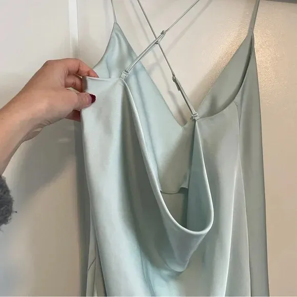 NEW Aritzia Babaton Bellamy Slip Dress Blue Spaghetti Strap Slit Midi Size XXS - Image 3