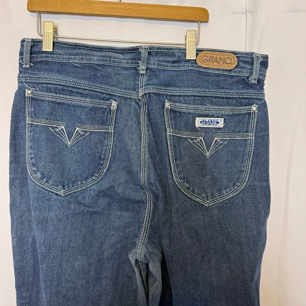 Vintage Gitano Womens 18 High Rise Straight Leg Jeans 100% Cotton Hong Kong Blue - Image 6